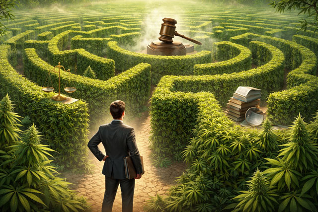 Foto concettuale: labirinto legislativo della cannabis
